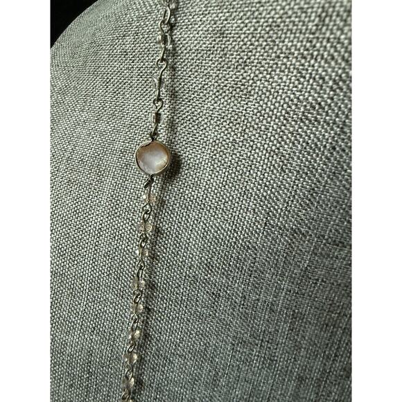 Chicos Chunky Beaded Necklace Silvertone Long Stackable Boho Statement Festival - Picture 4 of 9